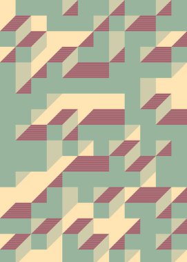 Edward Zajec 'in 1971' deki Il Cubo 'sunun uygulanması. Esasen 8 taştan oluşan bir Truchet fayans seti ve yerleştirme sanatı illüstrasyonu için kurallar