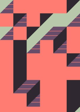 Edward Zajec 'in 1971' deki Il Cubo 'sunun uygulanması. Esasen 8 taştan oluşan bir Truchet fayans seti ve yerleştirme sanatı illüstrasyonu için kurallar