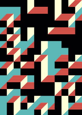 Edward Zajec 'in 1971' deki Il Cubo 'sunun uygulanması. Esasen 8 taştan oluşan bir Truchet fayans seti ve yerleştirme sanatı illüstrasyonu için kurallar