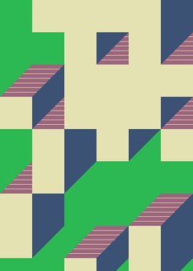 Edward Zajec 'in 1971' deki Il Cubo 'sunun uygulanması. Esasen 8 taştan oluşan bir Truchet fayans seti ve yerleştirme sanatı illüstrasyonu için kurallar