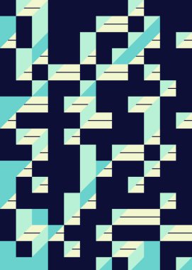 Edward Zajec 'in 1971' deki Il Cubo 'sunun uygulanması. Esasen 8 taştan oluşan bir Truchet fayans seti ve yerleştirme sanatı illüstrasyonu için kurallar