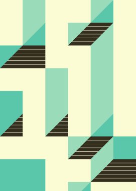 Edward Zajec 'in 1971' deki Il Cubo 'sunun uygulanması. Esasen 8 taştan oluşan bir Truchet fayans seti ve yerleştirme sanatı illüstrasyonu için kurallar