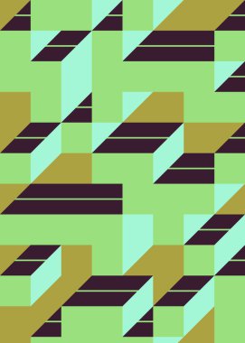 Edward Zajec 'in 1971' deki Il Cubo 'sunun uygulanması. Esasen 8 taştan oluşan bir Truchet fayans seti ve yerleştirme sanatı illüstrasyonu için kurallar