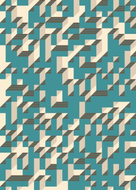 Edward Zajec 'in 1971' deki Il Cubo 'sunun uygulanması. Esasen 8 taştan oluşan bir Truchet fayans seti ve yerleştirme sanatı illüstrasyonu için kurallar