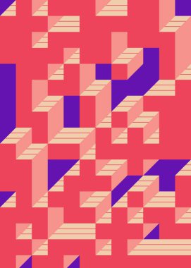 Edward Zajec 'in 1971' deki Il Cubo 'sunun uygulanması. Esasen 8 taştan oluşan bir Truchet fayans seti ve yerleştirme sanatı illüstrasyonu için kurallar