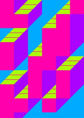 Edward Zajec 'in 1971' deki Il Cubo 'sunun uygulanması. Esasen 8 taştan oluşan bir Truchet fayans seti ve yerleştirme sanatı illüstrasyonu için kurallar