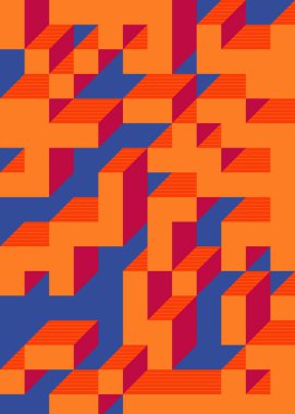 Edward Zajec 'in 1971' deki Il Cubo 'sunun uygulanması. Esasen 8 taştan oluşan bir Truchet fayans seti ve yerleştirme sanatı illüstrasyonu için kurallar