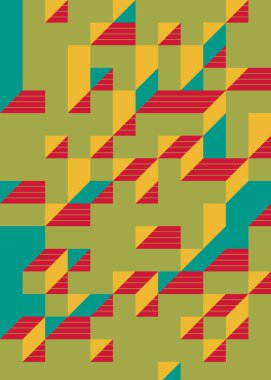 Edward Zajec 'in 1971' deki Il Cubo 'sunun uygulanması. Esasen 8 taştan oluşan bir Truchet fayans seti ve yerleştirme sanatı illüstrasyonu için kurallar