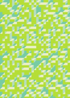 Edward Zajec 'in 1971' deki Il Cubo 'sunun uygulanması. Esasen 8 taştan oluşan bir Truchet fayans seti ve yerleştirme sanatı illüstrasyonu için kurallar