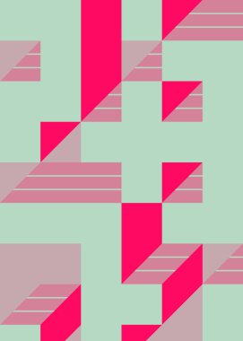 Edward Zajec 'in 1971' deki Il Cubo 'sunun uygulanması. Esasen 8 taştan oluşan bir Truchet fayans seti ve yerleştirme sanatı illüstrasyonu için kurallar