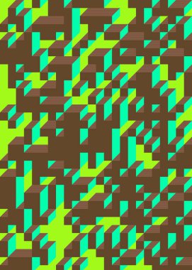 Edward Zajec 'in 1971' deki Il Cubo 'sunun uygulanması. Esasen 8 taştan oluşan bir Truchet fayans seti ve yerleştirme sanatı illüstrasyonu için kurallar