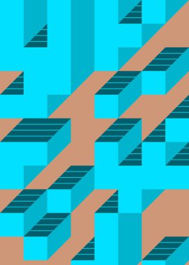 Edward Zajec 'in 1971' deki Il Cubo 'sunun uygulanması. Esasen 8 taştan oluşan bir Truchet fayans seti ve yerleştirme sanatı illüstrasyonu için kurallar