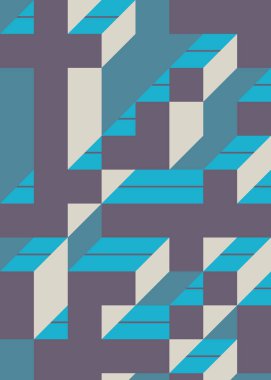 Edward Zajec 'in 1971' deki Il Cubo 'sunun uygulanması. Esasen 8 taştan oluşan bir Truchet fayans seti ve yerleştirme sanatı illüstrasyonu için kurallar