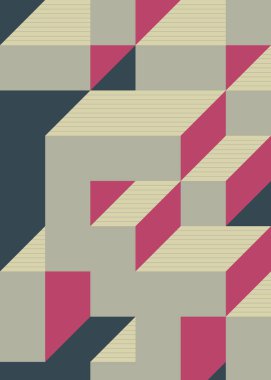 Edward Zajec 'in 1971' deki Il Cubo 'sunun uygulanması. Esasen 8 taştan oluşan bir Truchet fayans seti ve yerleştirme sanatı illüstrasyonu için kurallar