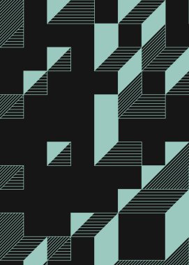 Edward Zajec 'in 1971' deki Il Cubo 'sunun uygulanması. Esasen 8 taştan oluşan bir Truchet fayans seti ve yerleştirme sanatı illüstrasyonu için kurallar