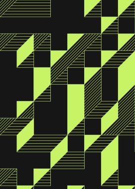 Edward Zajec 'in 1971' deki Il Cubo 'sunun uygulanması. Esasen 8 taştan oluşan bir Truchet fayans seti ve yerleştirme sanatı illüstrasyonu için kurallar