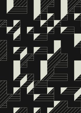 Edward Zajec 'in 1971' deki Il Cubo 'sunun uygulanması. Esasen 8 taştan oluşan bir Truchet fayans seti ve yerleştirme sanatı illüstrasyonu için kurallar