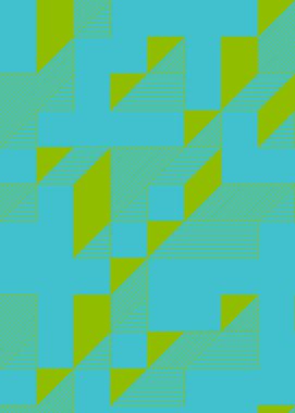 Edward Zajec 'in 1971' deki Il Cubo 'sunun uygulanması. Esasen 8 taştan oluşan bir Truchet fayans seti ve yerleştirme sanatı illüstrasyonu için kurallar