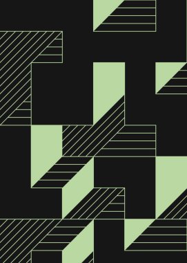 Edward Zajec 'in 1971' deki Il Cubo 'sunun uygulanması. Esasen 8 taştan oluşan bir Truchet fayans seti ve yerleştirme sanatı illüstrasyonu için kurallar