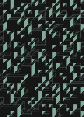 Edward Zajec 'in 1971' deki Il Cubo 'sunun uygulanması. Esasen 8 taştan oluşan bir Truchet fayans seti ve yerleştirme sanatı illüstrasyonu için kurallar