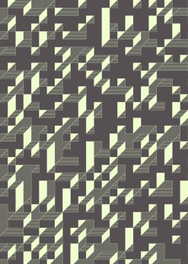 Edward Zajec 'in 1971' deki Il Cubo 'sunun uygulanması. Esasen 8 taştan oluşan bir Truchet fayans seti ve yerleştirme sanatı illüstrasyonu için kurallar