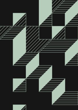 Edward Zajec 'in 1971' deki Il Cubo 'sunun uygulanması. Esasen 8 taştan oluşan bir Truchet fayans seti ve yerleştirme sanatı illüstrasyonu için kurallar