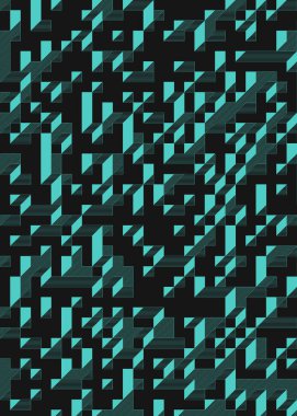 Edward Zajec 'in 1971' deki Il Cubo 'sunun uygulanması. Esasen 8 taştan oluşan bir Truchet fayans seti ve yerleştirme sanatı illüstrasyonu için kurallar