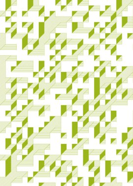 Edward Zajec 'in 1971' deki Il Cubo 'sunun uygulanması. Esasen 8 taştan oluşan bir Truchet fayans seti ve yerleştirme sanatı illüstrasyonu için kurallar