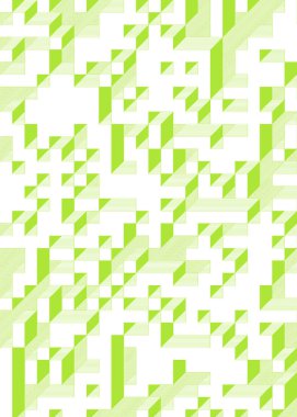 Edward Zajec 'in 1971' deki Il Cubo 'sunun uygulanması. Esasen 8 taştan oluşan bir Truchet fayans seti ve yerleştirme sanatı illüstrasyonu için kurallar