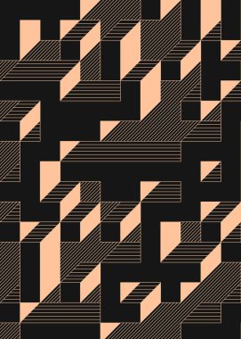 Edward Zajec 'in 1971' deki Il Cubo 'sunun uygulanması. Esasen 8 taştan oluşan bir Truchet fayans seti ve yerleştirme sanatı illüstrasyonu için kurallar