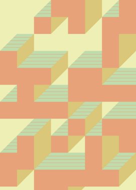 Edward Zajec 'in 1971' deki Il Cubo 'sunun uygulanması. Esasen 8 taştan oluşan bir Truchet fayans seti ve yerleştirme sanatı illüstrasyonu için kurallar