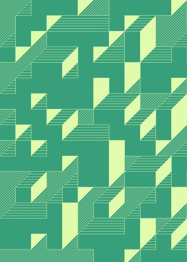 Edward Zajec 'in 1971' deki Il Cubo 'sunun uygulanması. Esasen 8 taştan oluşan bir Truchet fayans seti ve yerleştirme sanatı illüstrasyonu için kurallar