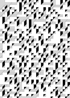 Edward Zajec 'in 1971' deki Il Cubo 'sunun uygulanması. Esasen 8 taştan oluşan bir Truchet fayans seti ve yerleştirme sanatı illüstrasyonu için kurallar