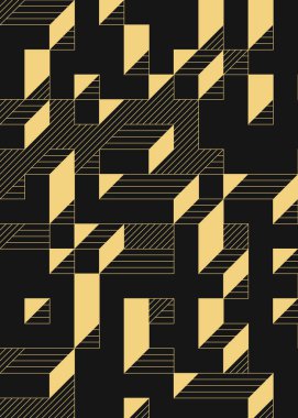 Edward Zajec 'in 1971' deki Il Cubo 'sunun uygulanması. Esasen 8 taştan oluşan bir Truchet fayans seti ve yerleştirme sanatı illüstrasyonu için kurallar