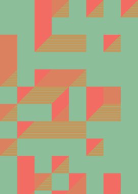 Edward Zajec 'in 1971' deki Il Cubo 'sunun uygulanması. Esasen 8 taştan oluşan bir Truchet fayans seti ve yerleştirme sanatı illüstrasyonu için kurallar