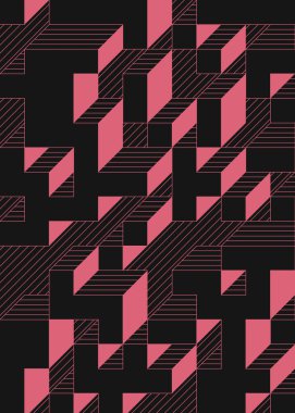 Edward Zajec 'in 1971' deki Il Cubo 'sunun uygulanması. Esasen 8 taştan oluşan bir Truchet fayans seti ve yerleştirme sanatı illüstrasyonu için kurallar