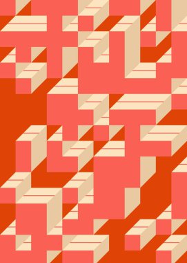 Edward Zajec 'in 1971' deki Il Cubo 'sunun uygulanması. Esasen 8 taştan oluşan bir Truchet fayans seti ve yerleştirme sanatı illüstrasyonu için kurallar