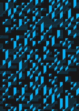 Edward Zajec 'in 1971' deki Il Cubo 'sunun uygulanması. Esasen 8 taştan oluşan bir Truchet fayans seti ve yerleştirme sanatı illüstrasyonu için kurallar