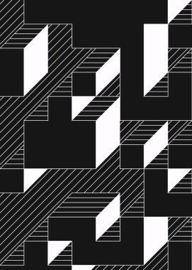 Edward Zajec 'in 1971' deki Il Cubo 'sunun uygulanması. Esasen 8 taştan oluşan bir Truchet fayans seti ve yerleştirme sanatı illüstrasyonu için kurallar