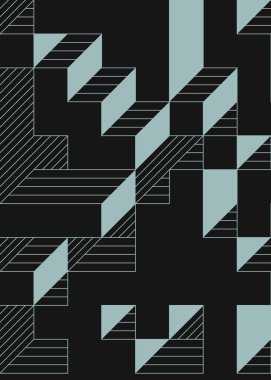 Edward Zajec 'in 1971' deki Il Cubo 'sunun uygulanması. Esasen 8 taştan oluşan bir Truchet fayans seti ve yerleştirme sanatı illüstrasyonu için kurallar