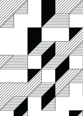 Edward Zajec 'in 1971' deki Il Cubo 'sunun uygulanması. Esasen 8 taştan oluşan bir Truchet fayans seti ve yerleştirme sanatı illüstrasyonu için kurallar