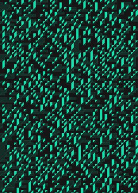 Edward Zajec 'in 1971' deki Il Cubo 'sunun uygulanması. Esasen 8 taştan oluşan bir Truchet fayans seti ve yerleştirme sanatı illüstrasyonu için kurallar