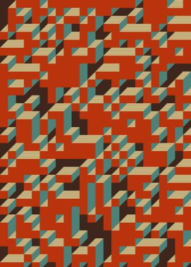 Edward Zajec 'in 1971' deki Il Cubo 'sunun uygulanması. Esasen 8 taştan oluşan bir Truchet fayans seti ve yerleştirme sanatı illüstrasyonu için kurallar