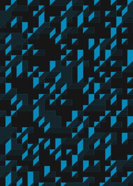 Edward Zajec 'in 1971' deki Il Cubo 'sunun uygulanması. Esasen 8 taştan oluşan bir Truchet fayans seti ve yerleştirme sanatı illüstrasyonu için kurallar