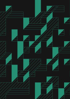 Edward Zajec 'in 1971' deki Il Cubo 'sunun uygulanması. Esasen 8 taştan oluşan bir Truchet fayans seti ve yerleştirme sanatı illüstrasyonu için kurallar