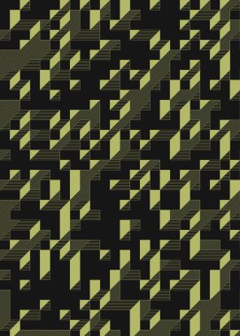 Edward Zajec 'in 1971' deki Il Cubo 'sunun uygulanması. Esasen 8 taştan oluşan bir Truchet fayans seti ve yerleştirme sanatı illüstrasyonu için kurallar