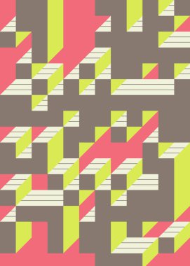 Edward Zajec 'in 1971' deki Il Cubo 'sunun uygulanması. Esasen 8 taştan oluşan bir Truchet fayans seti ve yerleştirme sanatı illüstrasyonu için kurallar