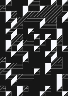 Edward Zajec 'in 1971' deki Il Cubo 'sunun uygulanması. Esasen 8 taştan oluşan bir Truchet fayans seti ve yerleştirme sanatı illüstrasyonu için kurallar