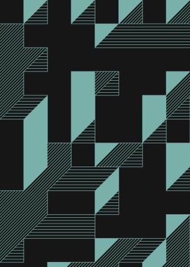 Edward Zajec 'in 1971' deki Il Cubo 'sunun uygulanması. Esasen 8 taştan oluşan bir Truchet fayans seti ve yerleştirme sanatı illüstrasyonu için kurallar