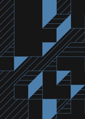 Edward Zajec 'in 1971' deki Il Cubo 'sunun uygulanması. Esasen 8 taştan oluşan bir Truchet fayans seti ve yerleştirme sanatı illüstrasyonu için kurallar